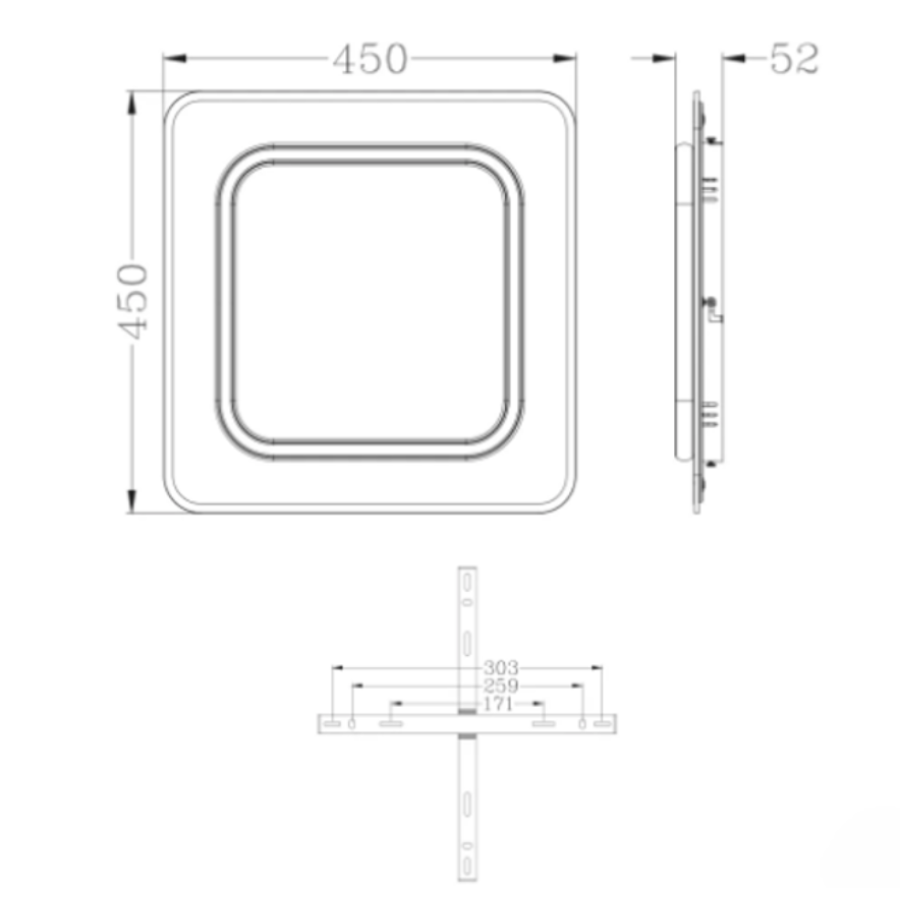 Управляемая светодиодная люстра 10407 VEGA dual 80W 2S-ON/OFF-450*450*52-WHITE/BLACK-220-IP20 - фото 6