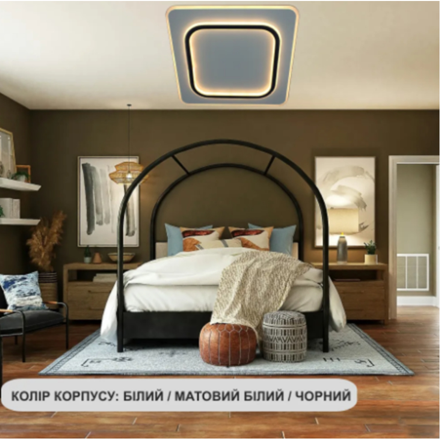 Управляемая светодиодная люстра 10407 VEGA dual 80W 2S-ON/OFF-450*450*52-WHITE/BLACK-220-IP20 - фото 4