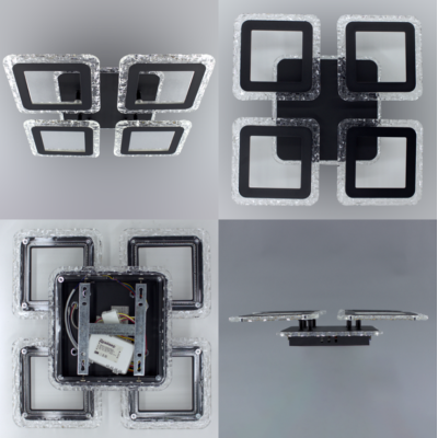 Управляемая светодиодная люстра 10416 ROOM ICE RGB 70W 4S-APP-385x385x75-BLACK-220-IP20