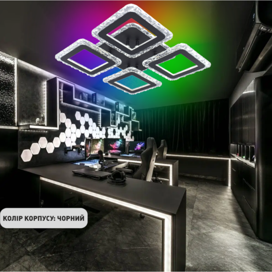 Управляемая светодиодная люстра 10416 ROOM ICE RGB 70W 4S-APP-385x385x75-BLACK-220-IP20 - фото 3