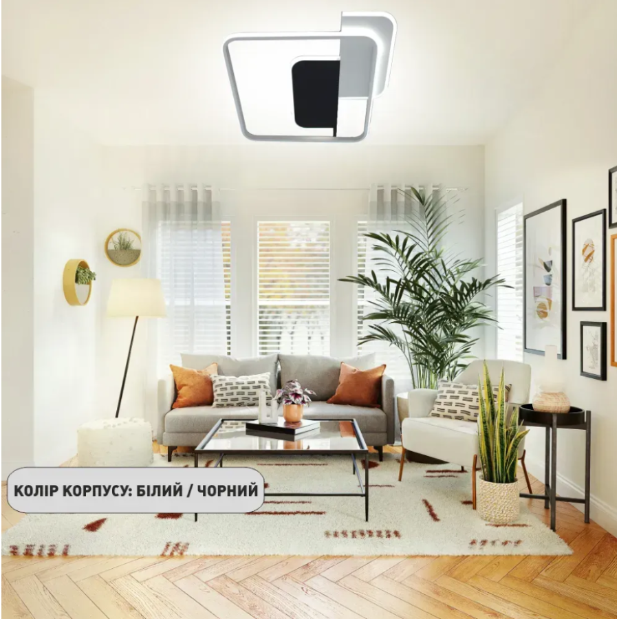 Управляемая светодиодная люстра 10434 CODE 70W 3S-500x490x55-WHITE/BLECK-220-IP20 - фото 4