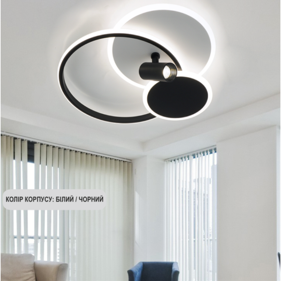 Управляемая светодиодная люстра 10441 Eclipse 75W 3R 1LR-480*425*130-WHITE/BLACK-220-IP20 - фото 5
