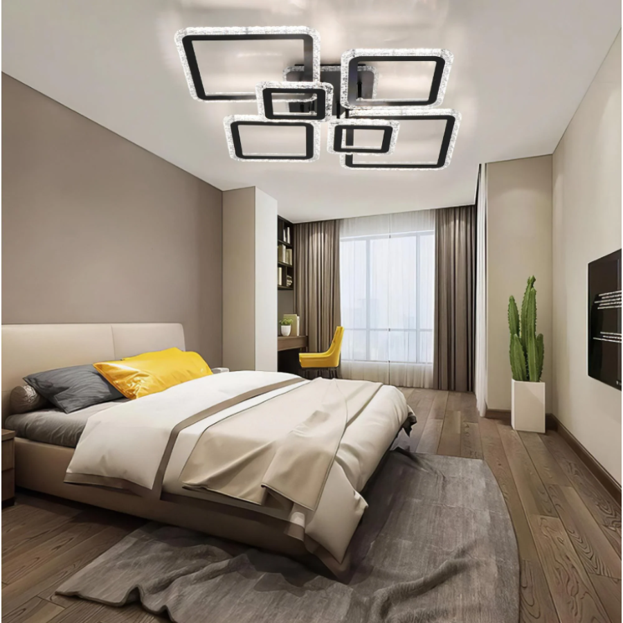 Управляемая светодиодная люстра 10481 OVAL ICE RGB 120W 7S-SMART-960x750x110-BLACK-220-IP20 - фото 6