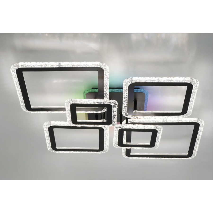 Управляемая светодиодная люстра 10481 OVAL ICE RGB 120W 7S-SMART-960x750x110-BLACK-220-IP20 - фото 1
