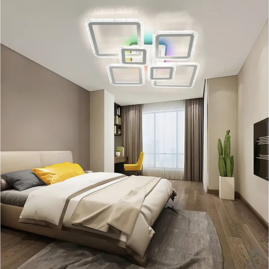 Управляемая светодиодная люстра 10482 OVAL ICE RGB 120W 7S-SMART-960x750x110-WHITE-220-IP20 - фото 3