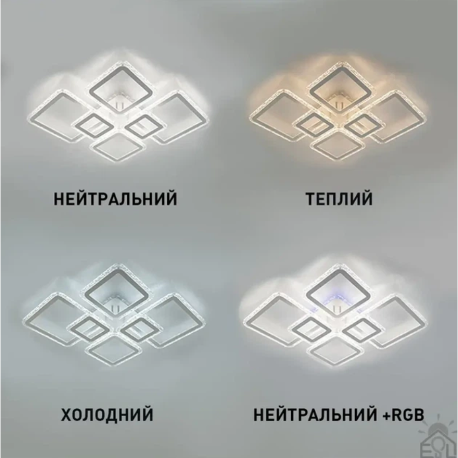 Управляемая светодиодная люстра 10482 OVAL ICE RGB 120W 7S-SMART-960x750x110-WHITE-220-IP20 - фото 4
