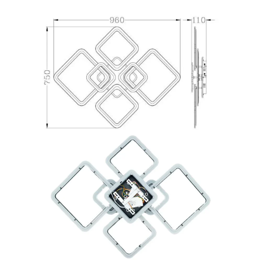 Управляемая светодиодная люстра 10483 OVAL RGB 120W 7S-SMART-960x750x110-BLACK-220-IP20 - фото 5