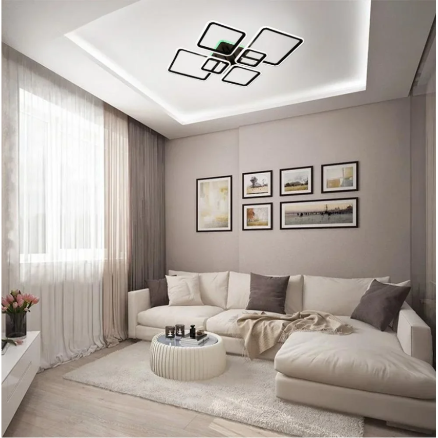 Управляемая светодиодная люстра 10483 OVAL RGB 120W 7S-SMART-960x750x110-BLACK-220-IP20 - фото 7