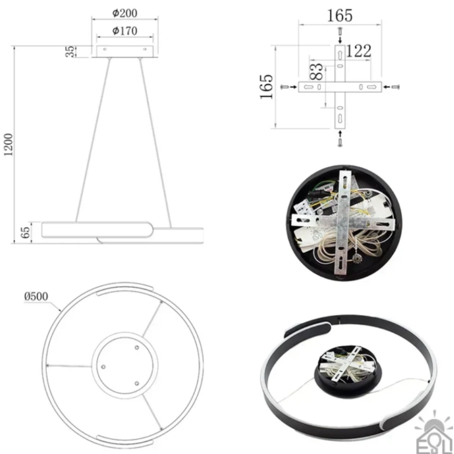 Управляемая светодиодная люстра 10540 HIPPO 90W R-SMART-500x1200-BLACK-220-IP20 - фото 7
