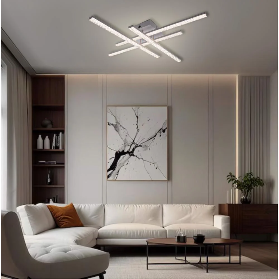 Управляемая светодиодная люстра 10549 LINE-60W-4L-SMART-810x810x125-WHITE-220-IP20 - фото 5