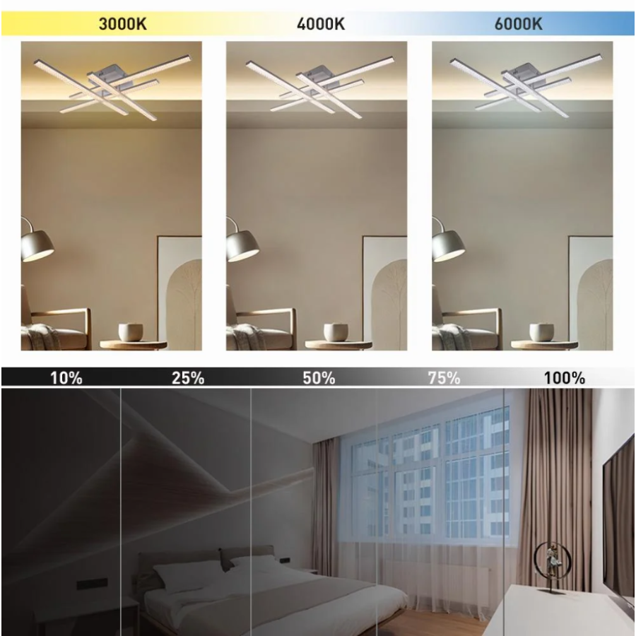 Управляемая светодиодная люстра 10549 LINE-60W-4L-SMART-810x810x125-WHITE-220-IP20 - фото 7
