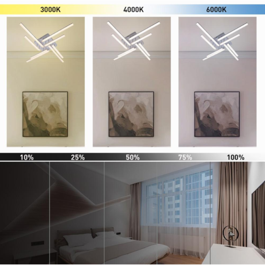 Управляемая светодиодная люстра 10551 LINE-76W-8L-SMART-955x955x125-WHITE-220-IP20 - фото 7