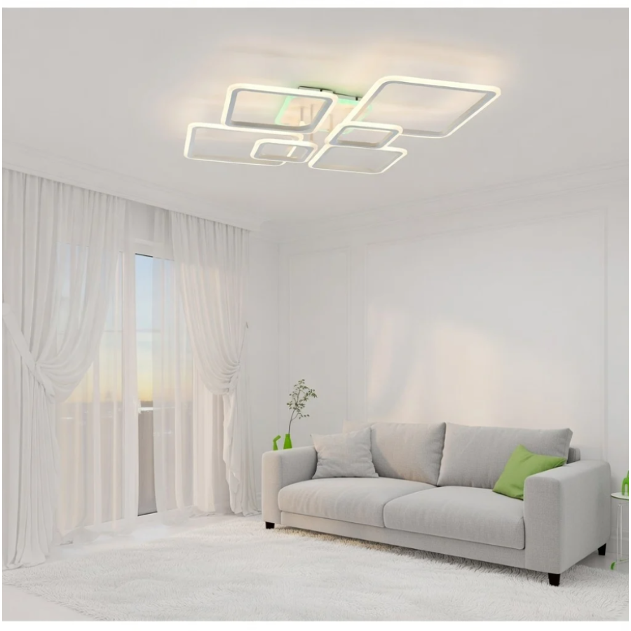 Управляемая светодиодная люстра 10579 OVAL RGB 120W 7S-SMART-960x750x110-WHITE-220-IP20 - фото 7