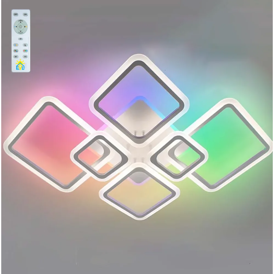 Управляемая светодиодная люстра 10579 OVAL RGB 120W 7S-SMART-960x750x110-WHITE-220-IP20 - фото 2