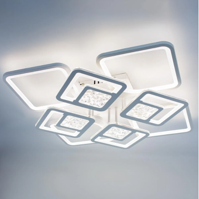 Управляемая светодиодная люстра 10584 TETRA TWIST ICE 165W 8S-SMART 595x595x110-WHITE/CLEAR-220-IP20