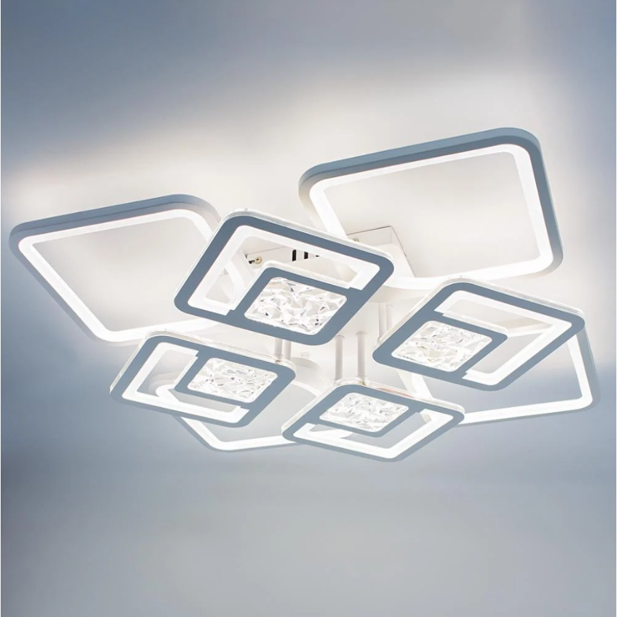 Управляемая светодиодная люстра 10584 TETRA TWIST ICE 165W 8S-SMART 595x595x110-WHITE/CLEAR-220-IP20 - фото 2