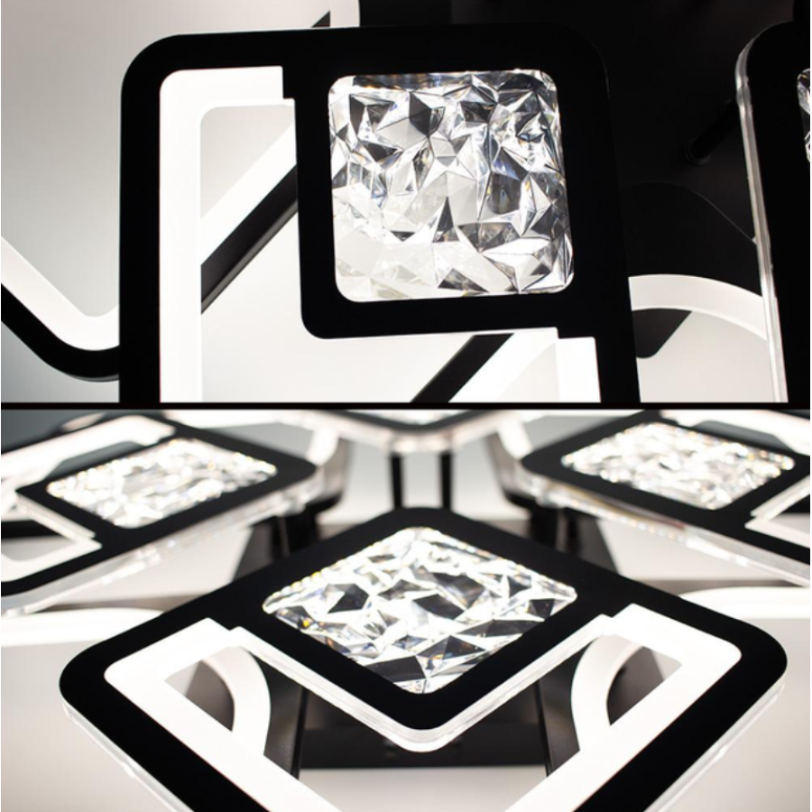 Управляемая светодиодная люстра 10585 TETRA TWIST ICE 165W 8S-SMART 595x595x110-BLACK/CLEAR-220-IP20 - фото 3