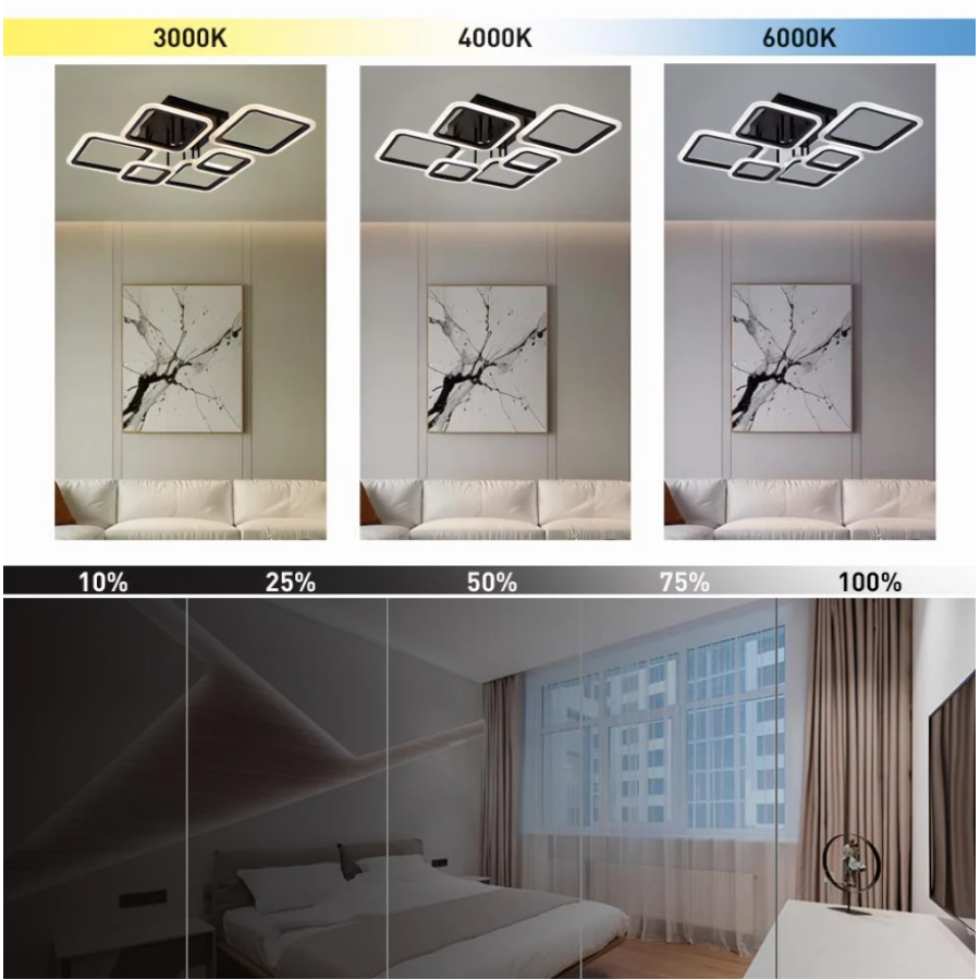 Управляемая светодиодная люстра 10596 OVAL 75W 6S 810x600x175-BLACK-220-IP20 - фото 2