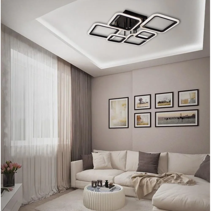 Управляемая светодиодная люстра 10596 OVAL 75W 6S 810x600x175-BLACK-220-IP20 - фото 3