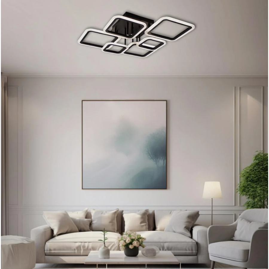 Управляемая светодиодная люстра 10596 OVAL 75W 6S 810x600x175-BLACK-220-IP20 - фото 4