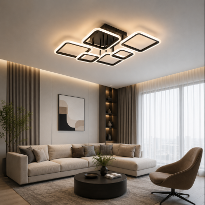 Управляемая светодиодная люстра 10596 OVAL 75W 6S 810x600x175-BLACK-220-IP20