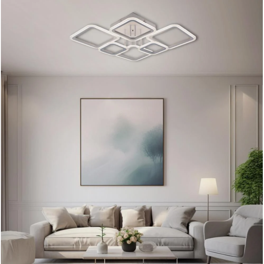 Управляемая светодиодная люстра 10597 OVAL 75W 6S 810x600x175-WHITE-220-IP20 - фото 9