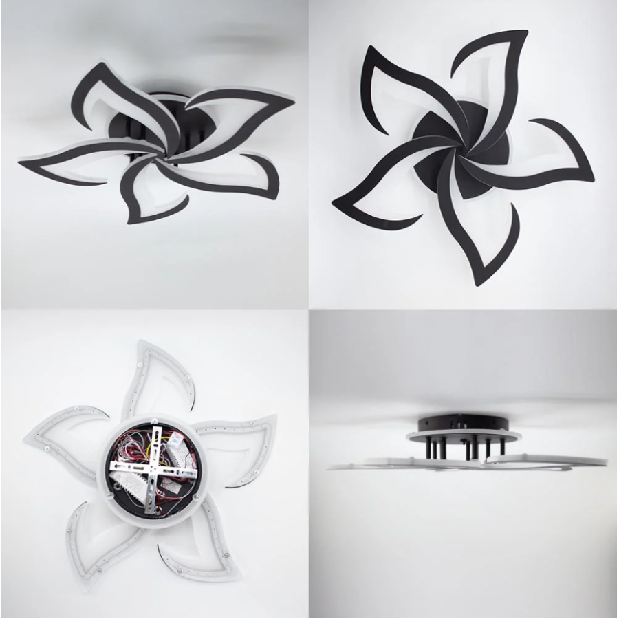 Управляемая светодиодная люстра 10614 ELLA RGB 5F 42+10W RC-600x95-BLACK-230-IP20 - фото 7