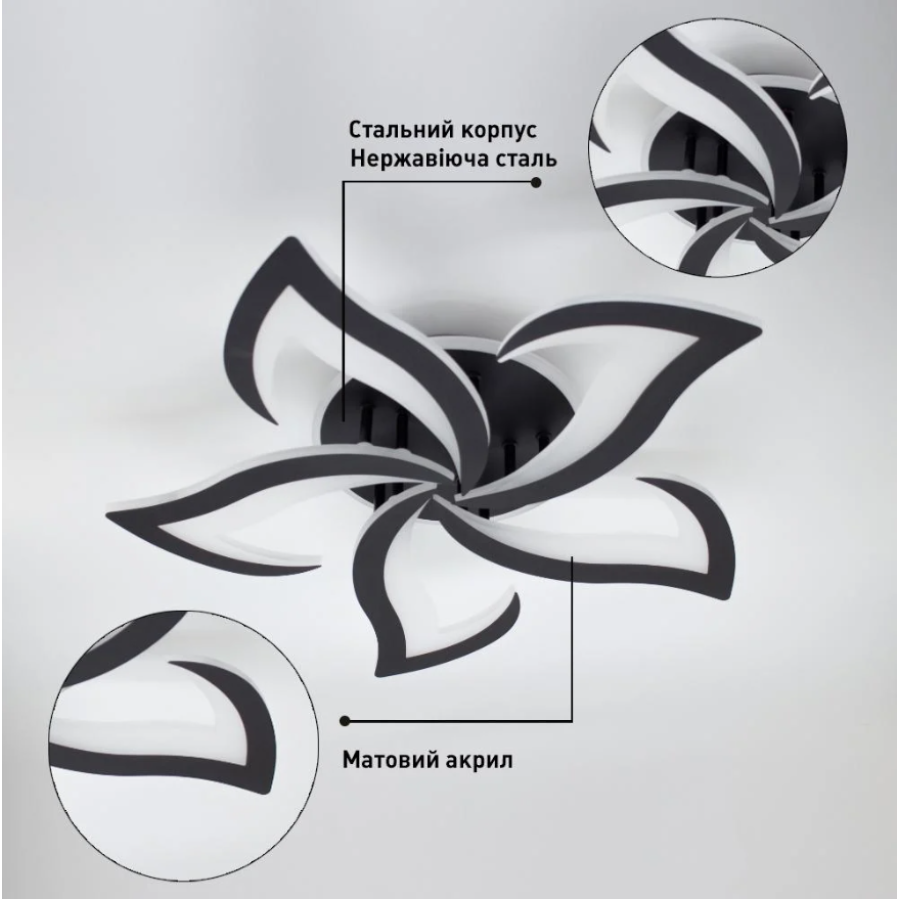 Управляемая светодиодная люстра 10614 ELLA RGB 5F 42+10W RC-600x95-BLACK-230-IP20 - фото 8