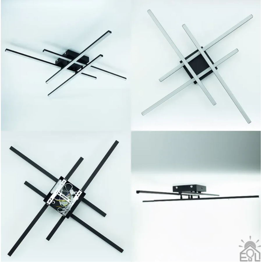 Управляемая светодиодная люстра 10629 LINE 70W 4L-RC-850x850x90-BLACK-230-IP20 - фото 7