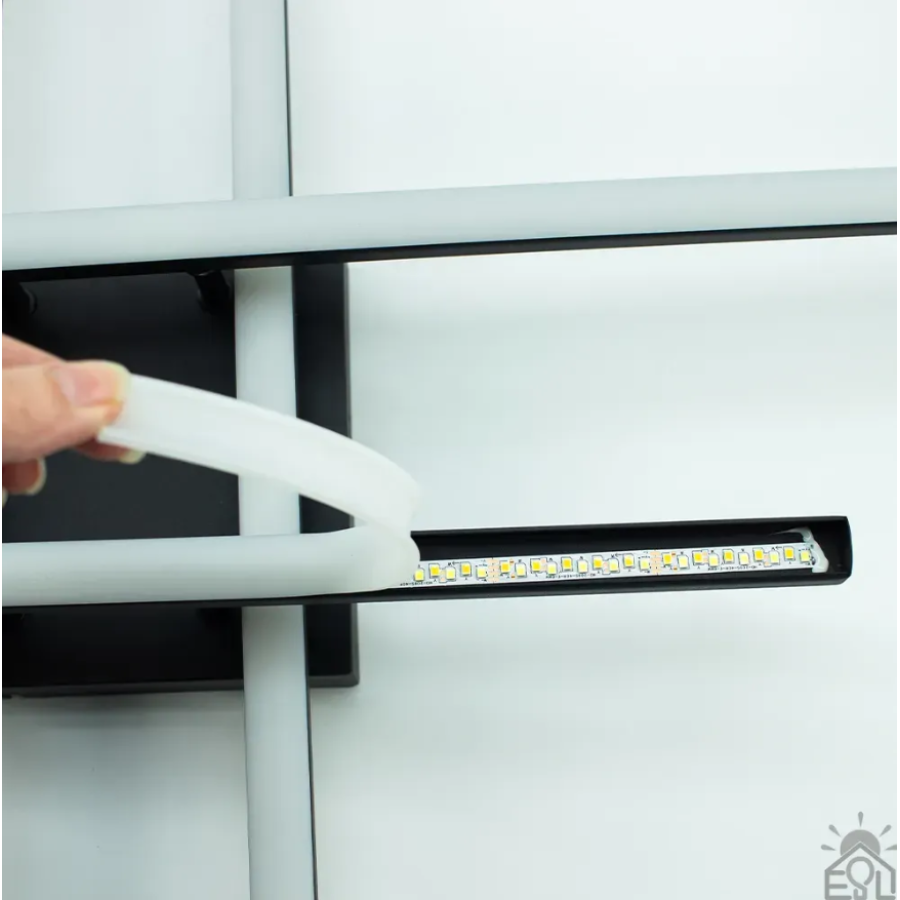 Управляемая светодиодная люстра 10629 LINE 70W 4L-RC-850x850x90-BLACK-230-IP20 - фото 8