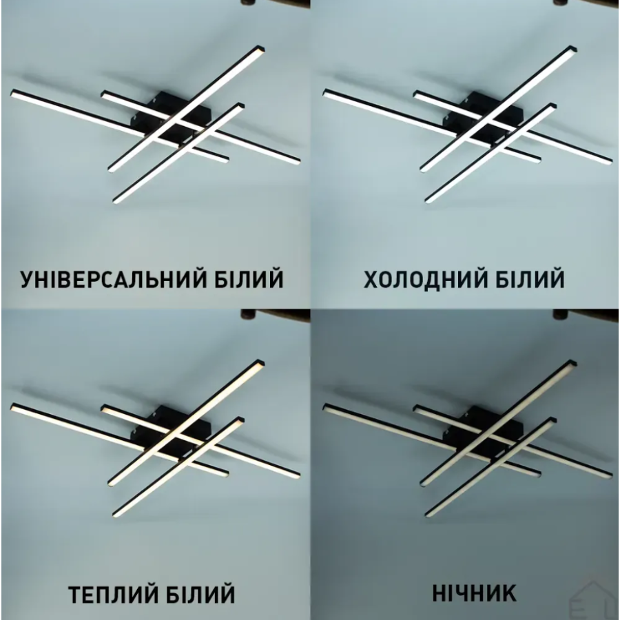 Управляемая светодиодная люстра 10629 LINE 70W 4L-RC-850x850x90-BLACK-230-IP20 - фото 9