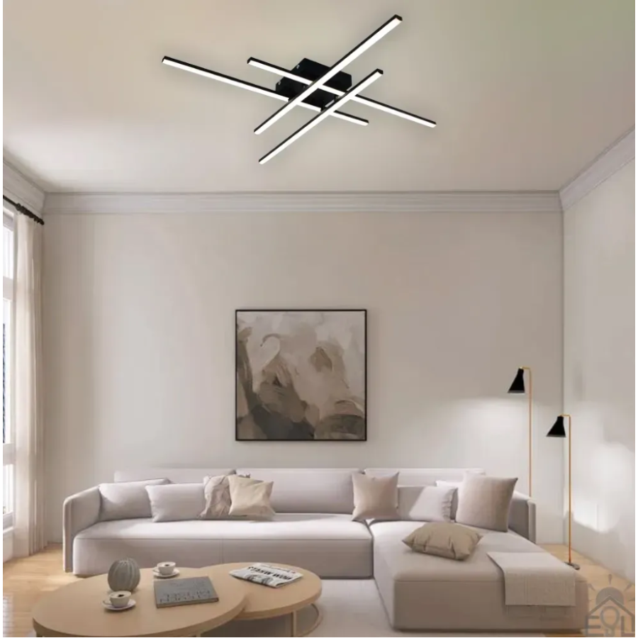 Управляемая светодиодная люстра 10629 LINE 70W 4L-RC-850x850x90-BLACK-230-IP20 - фото 3