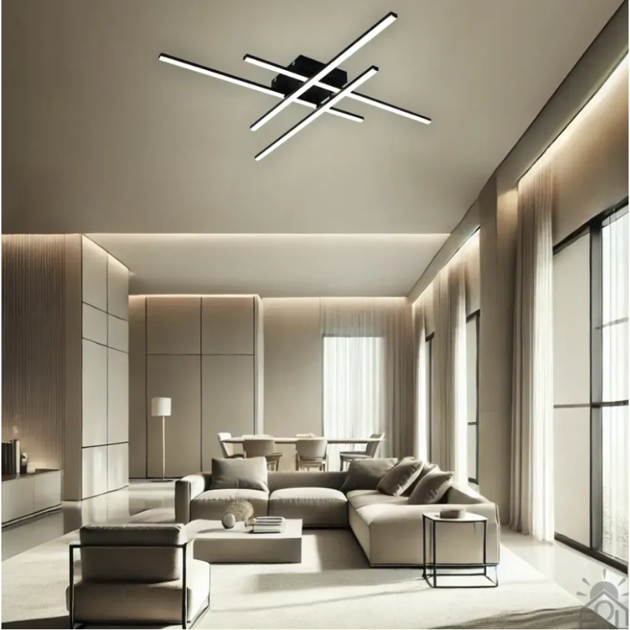 Управляемая светодиодная люстра 10629 LINE 70W 4L-RC-850x850x90-BLACK-230-IP20 - фото 2