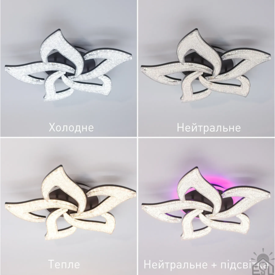 Керована світлодіодна люстра 10711 ELLA ICE RGB 65+10W  5R-SMART 525x90-BLACK-230-IP20 - фото 15