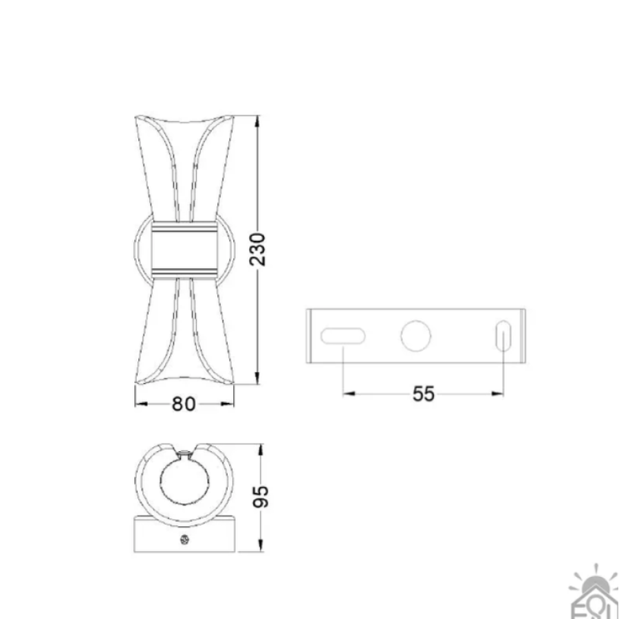 Управляемая светодиодная люстра, бра 10470 DIO 12W 2Y-ON/OFF 230x80x95-WHITE/CLEAR-220-IP20 - фото 5