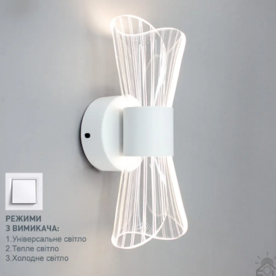 Управляемая светодиодная люстра, бра 10470 DIO 12W 2Y-ON/OFF 230x80x95-WHITE/CLEAR-220-IP20