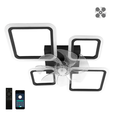 Управляемая светодиодная люстра с вентилятором 10588 FAN OVAL 70W+18W 4S-smart-760*560*120-BLACK-220-IP20