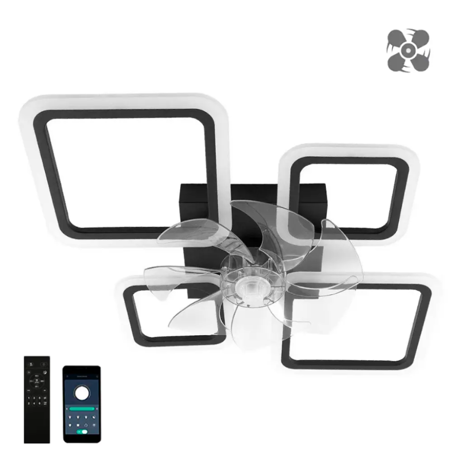 Управляемая светодиодная люстра с вентилятором 10588 FAN OVAL 70W+18W 4S-smart-760*560*120-BLACK-220-IP20 - фото 2