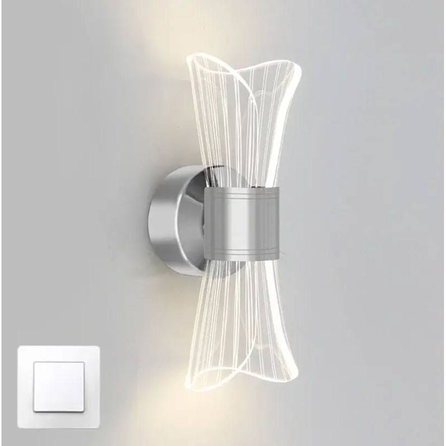Управляемый светодиодный светильник, бра 10130 DIO 12W 2Y-ON/OFF-230х80х95-CHROME/CLEAR-220-IP20 - фото 1