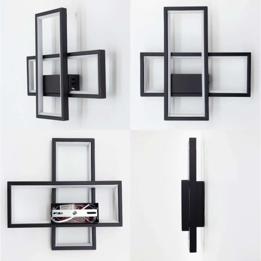 Управляемый светодиодный светильник бра 10555 SVEN 20W 2S ON/OFF 300x300x60-BLACK-220-IP20 - фото 6