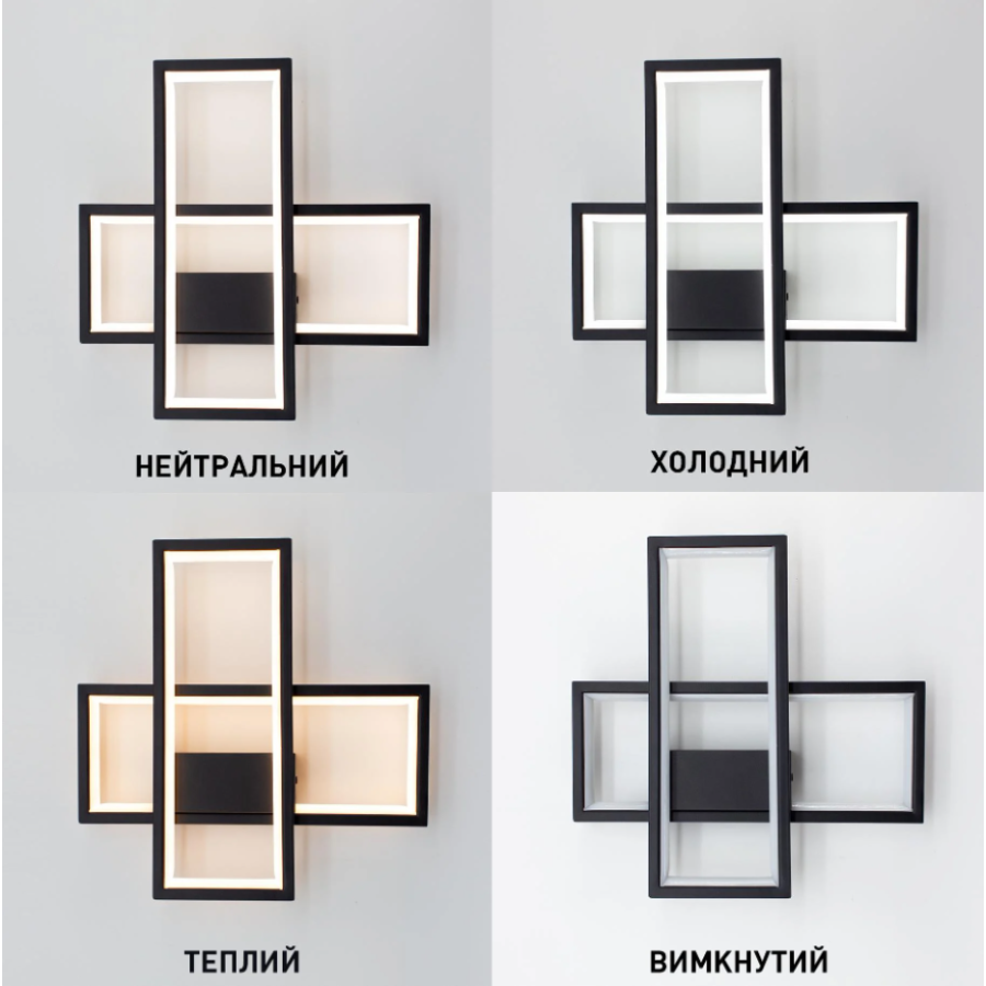 Управляемый светодиодный светильник бра 10555 SVEN 20W 2S ON/OFF 300x300x60-BLACK-220-IP20 - фото 5