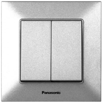 Выключатель 2-й Panasonic Arkedia Slim серебряный (WNTC00092SL-UA)