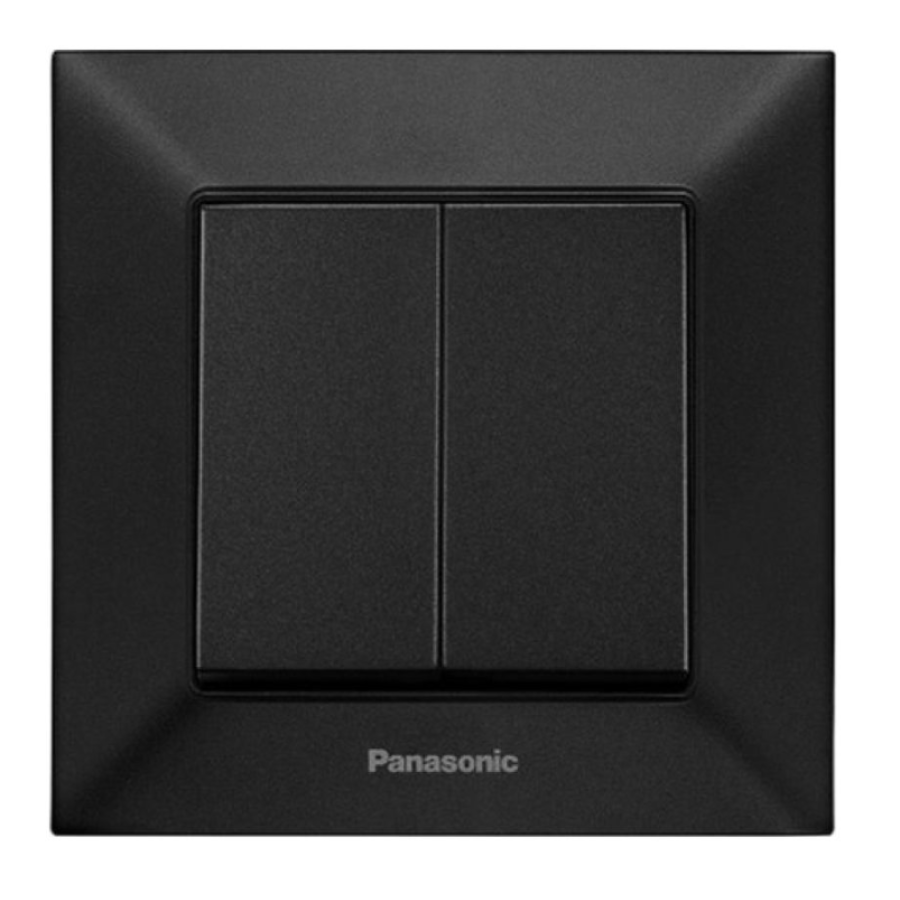 Вимикач 2-й, швидкий монтаж чорний Panasonic Arkedia Slim WNTC01092BL-UA  - фото 1