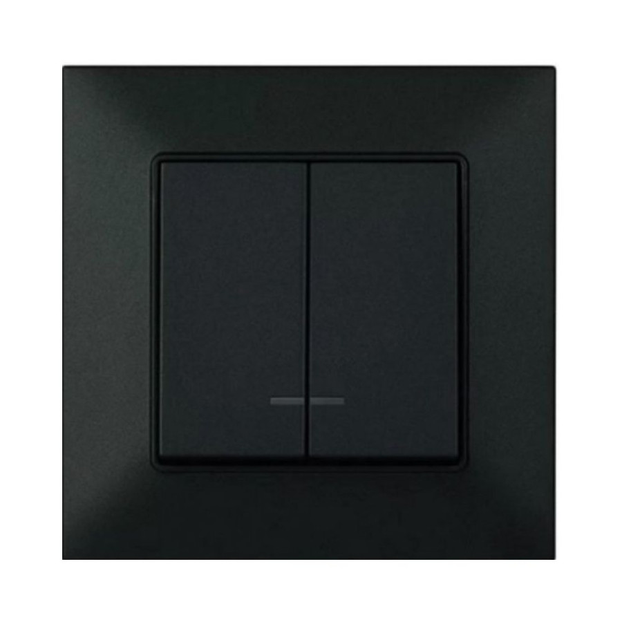 Вимикач 2-й з/п чорний Panasonic Arkedia Slim WNTC01102BL-UA - фото 1