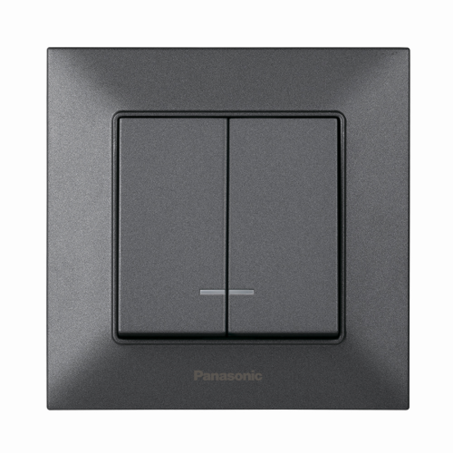 Выключатель 2-й Panasonic Arkedia Slim дымчатый (WNTC00102DG-UA) - фото 1