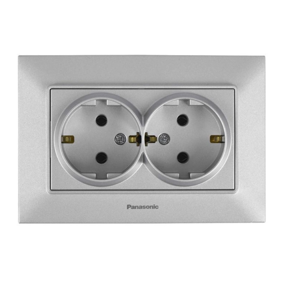 Розетка 2-я с/с серебряная Panasonic Arkedia Slim (WNTC02052SL-UA) - фото 1