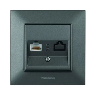 Розетка комп. RJ45 CAT5e, дымчатая Panasonic Arkedia Slim (WNTC04042DG-UA)
