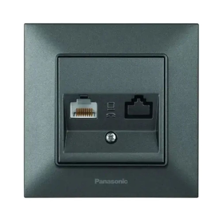Розетка комп. RJ45 CAT5e, дымчатая Panasonic Arkedia Slim (WNTC04042DG-UA) - фото 1