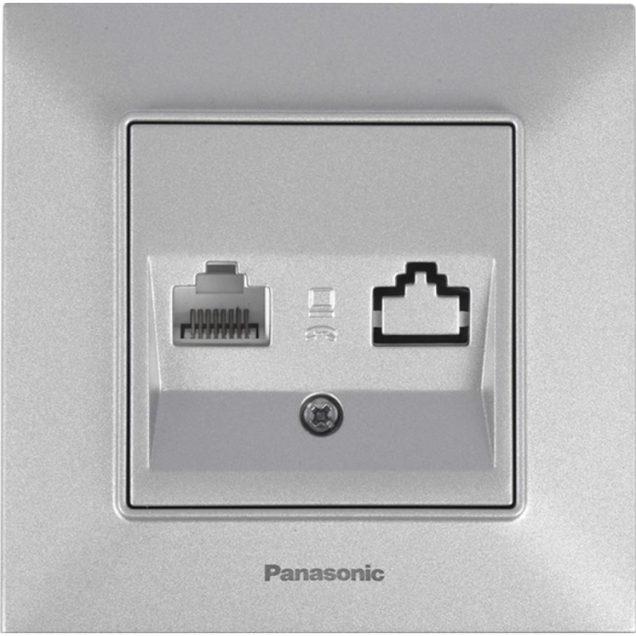 Розетка комп. RJ45 CAT5e, серебряная Panasonic Arkedia Slim (WNTC04042SL-UA) - фото 1