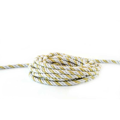 Декоративный канат белый+золото 061 10мм